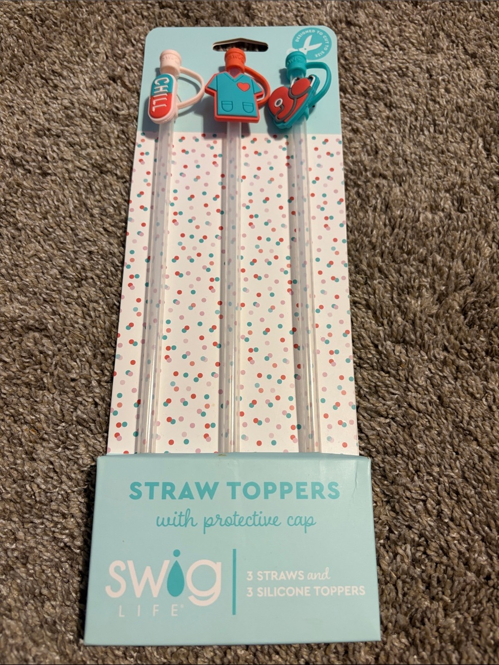 Swig Life Scrub Life Silicone Straws & Toppers 3 Pack